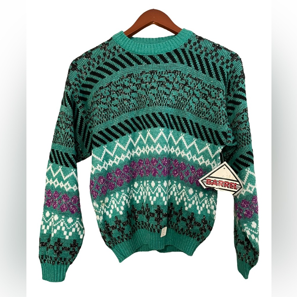 Vintage 90’s Barrel Acrylic Knit Abstract print Sweater / Large
